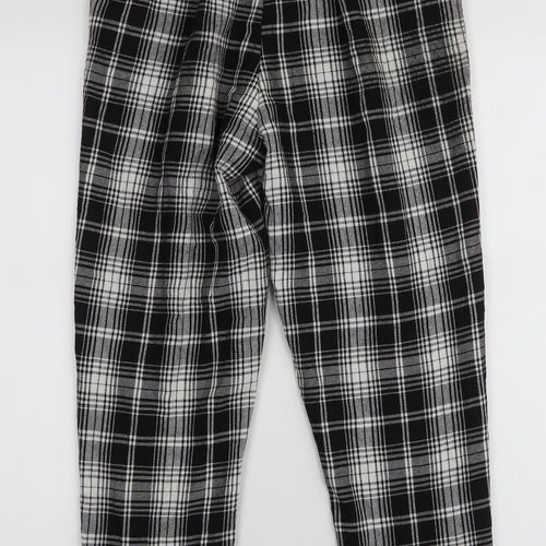 PRETTYLITTLETHING Womens Black Plaid Polyester Trousers  Size 6 L25 in Slim Drawstring