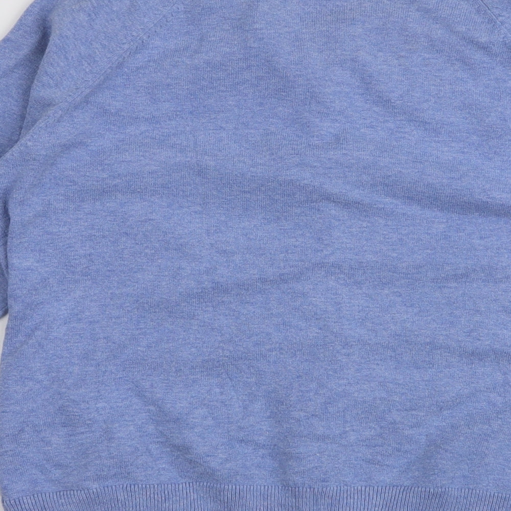 F&F Womens Blue Round Neck  Cotton Cardigan Jumper Size 12