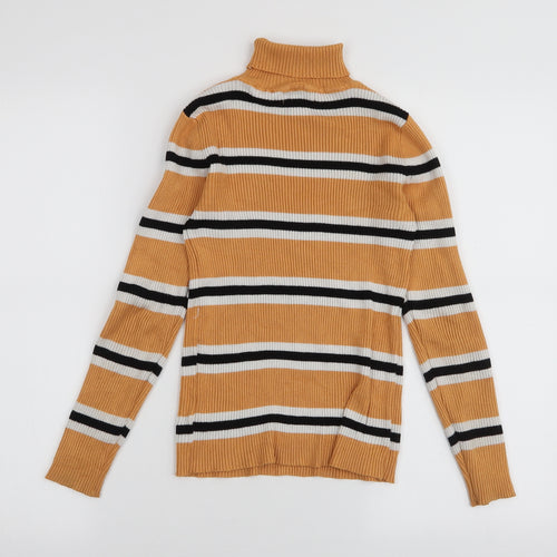 Primark Girls Multicoloured Roll Neck Striped Viscose Pullover Jumper Size 10-11 Years  Pullover