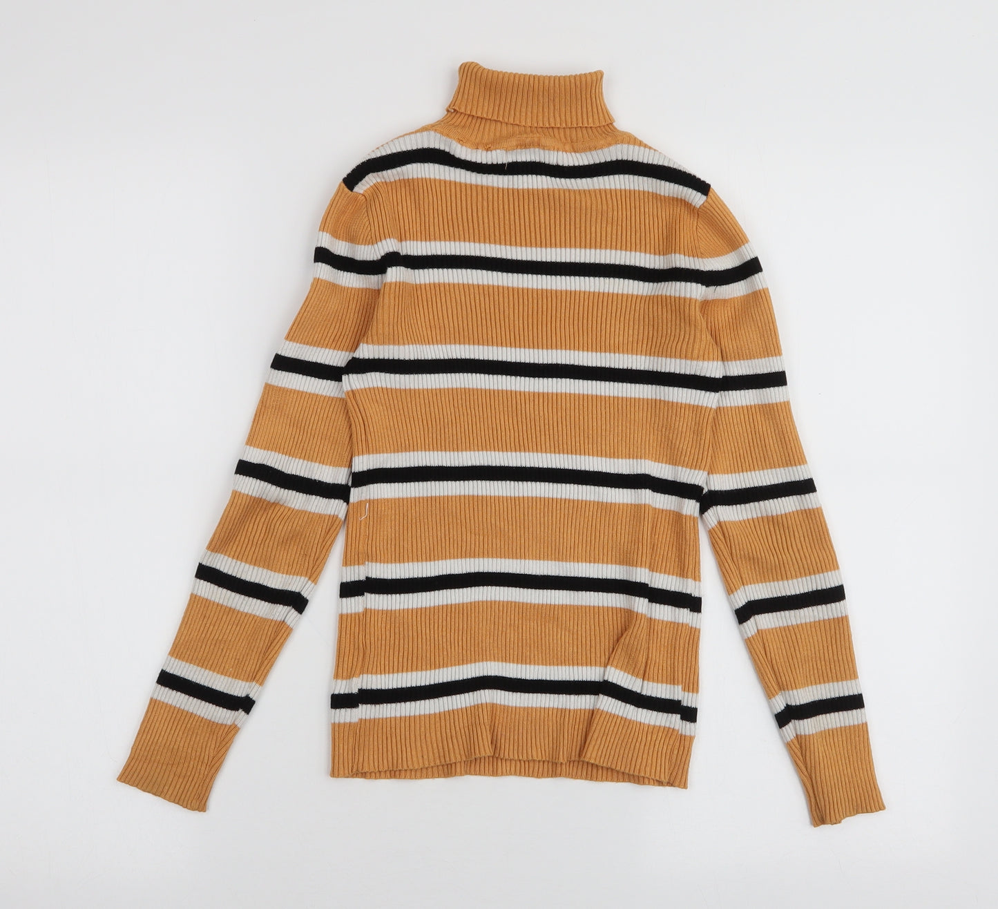 Primark Girls Multicoloured Roll Neck Striped Viscose Pullover Jumper Size 10-11 Years  Pullover