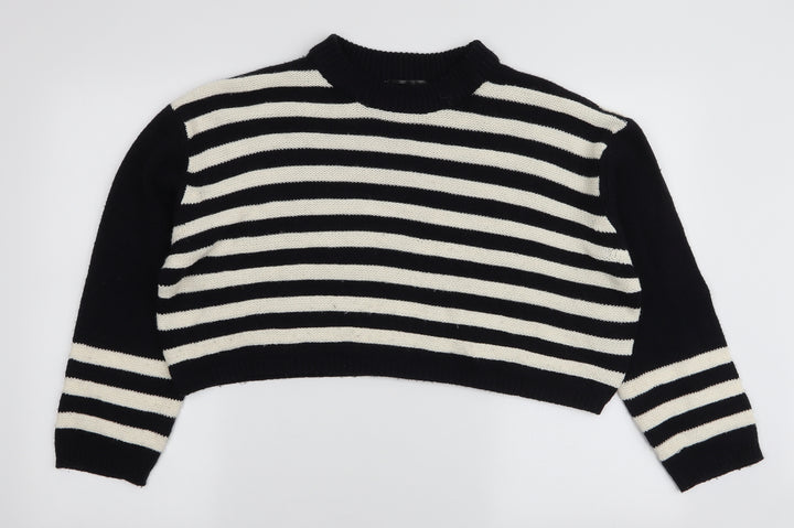 Topshop Womens Multicoloured High Neck Striped Acrylic Pullover Jumper Size 8