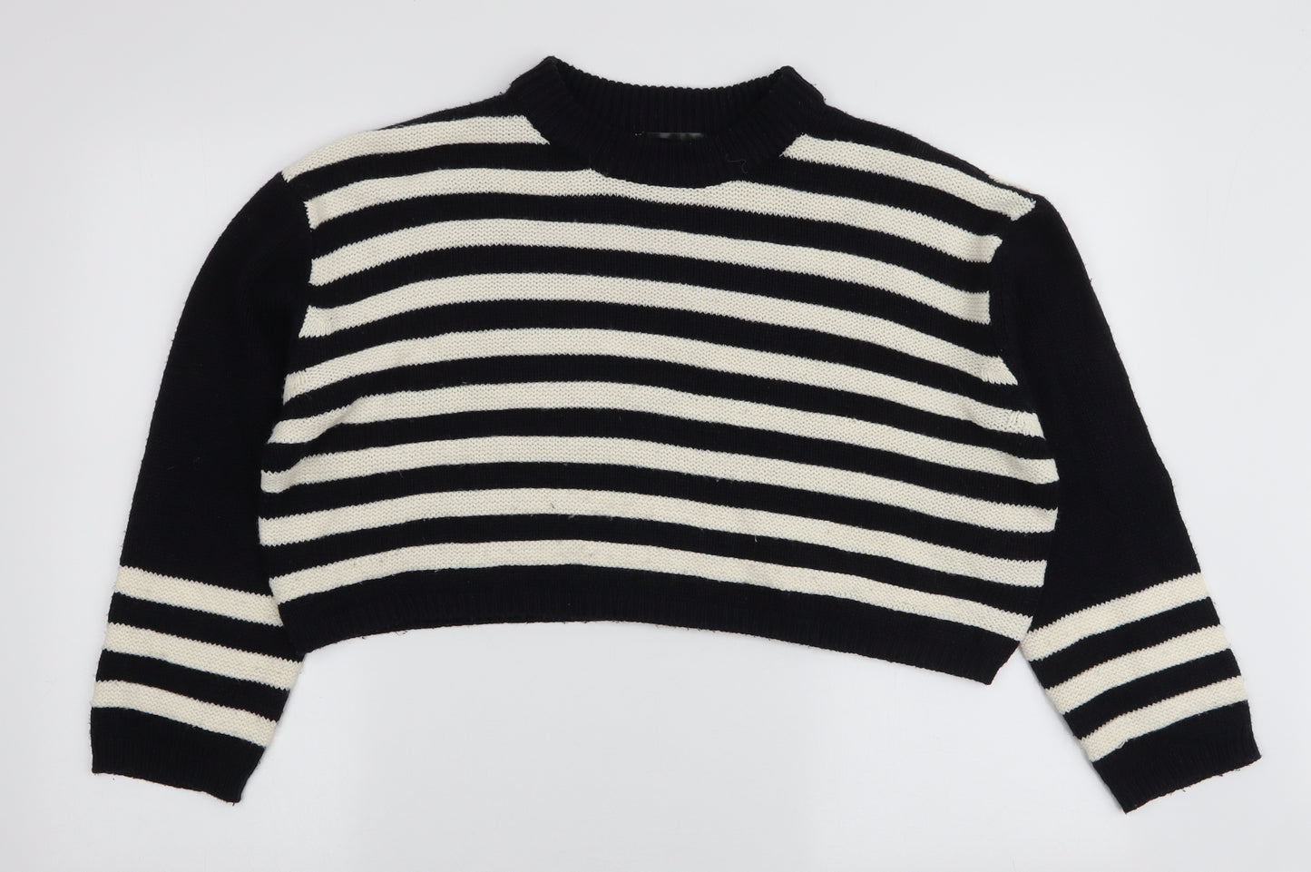 Topshop Womens Multicoloured High Neck Striped Acrylic Pullover Jumper Size 8