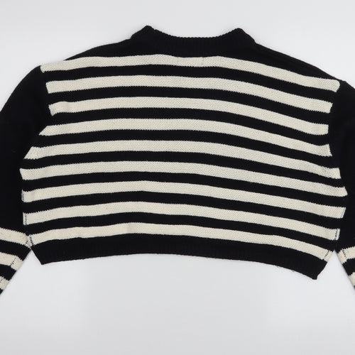 Topshop Womens Multicoloured High Neck Striped Acrylic Pullover Jumper Size 8
