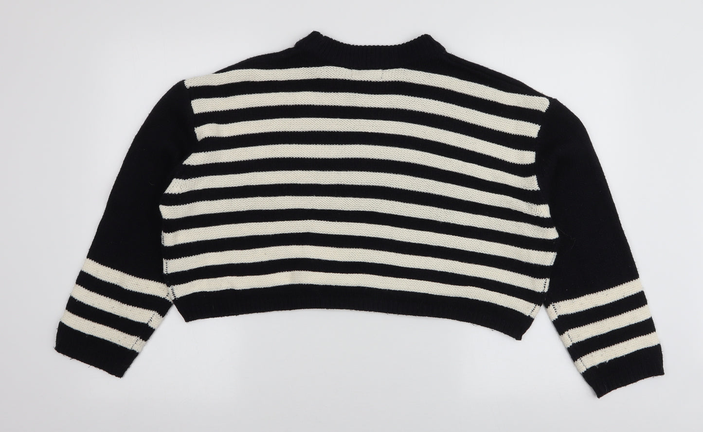 Topshop Womens Multicoloured High Neck Striped Acrylic Pullover Jumper Size 8