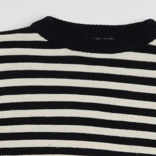 Topshop Womens Multicoloured High Neck Striped Acrylic Pullover Jumper Size 8