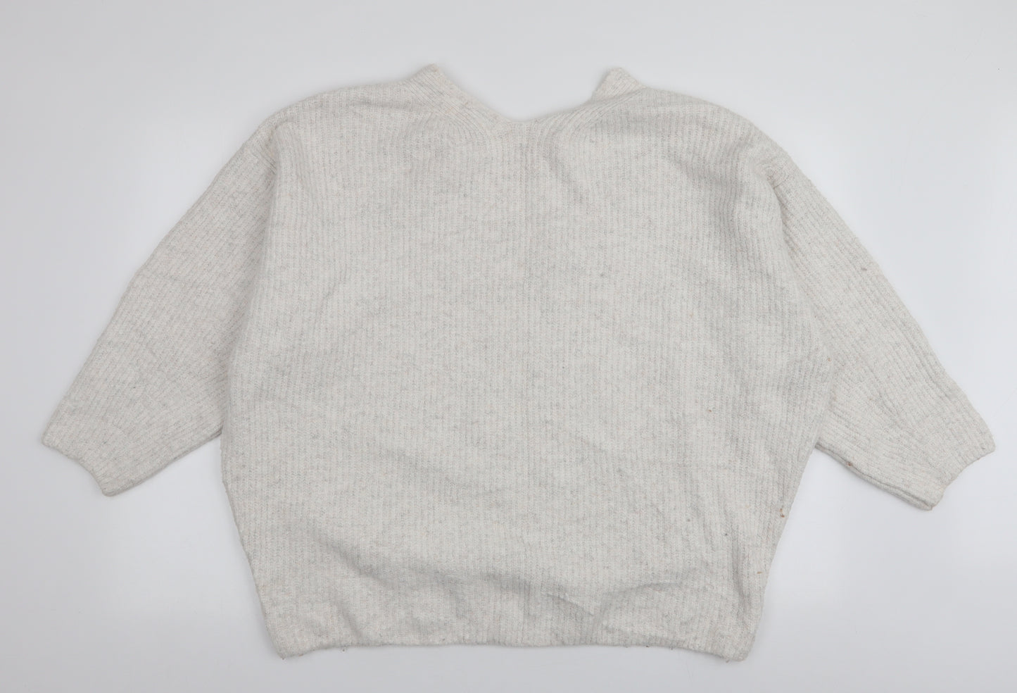 Topshop Womens Ivory V-Neck  Polyester Pullover Jumper Size L