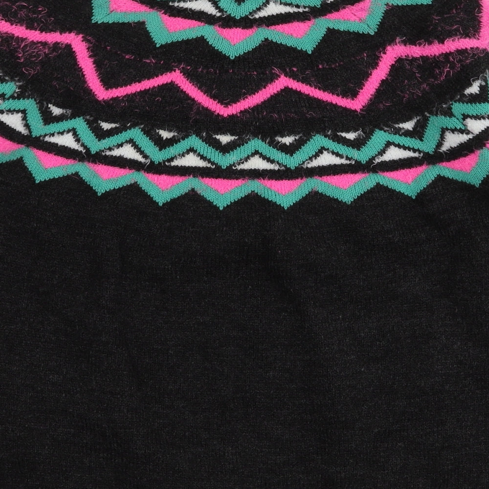 Papaya Womens Grey Round Neck Fair Isle Acrylic Pullover Jumper Size M   - Christmas
