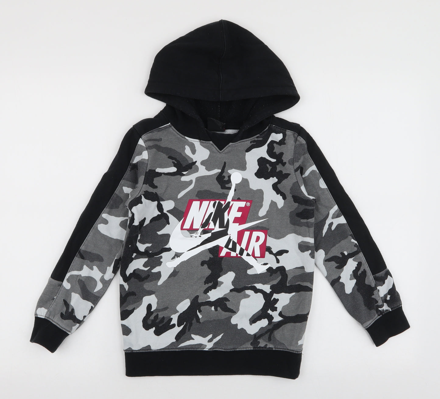 Nike Air Jordan Boys Grey Camouflage Cotton Pullover Hoodie Size 6-7 Years  Pullover