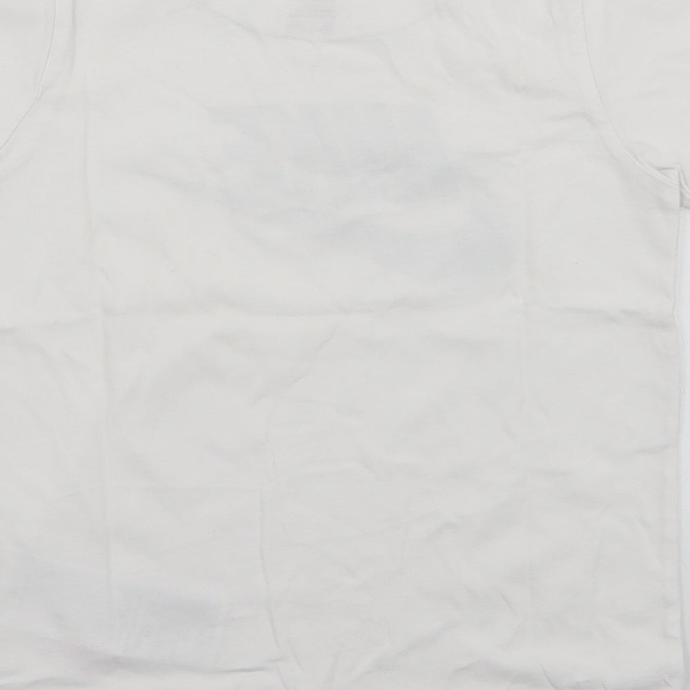 Nike Boys White  100% Cotton Jersey T-Shirt Size 7 Years Round Neck Pullover
