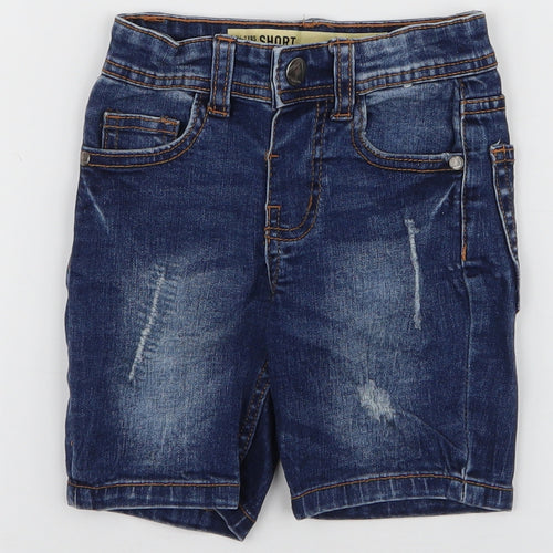 Denim & Co. Boys Blue  Cotton Cargo Trousers Size 18 Months  Button - Shorts