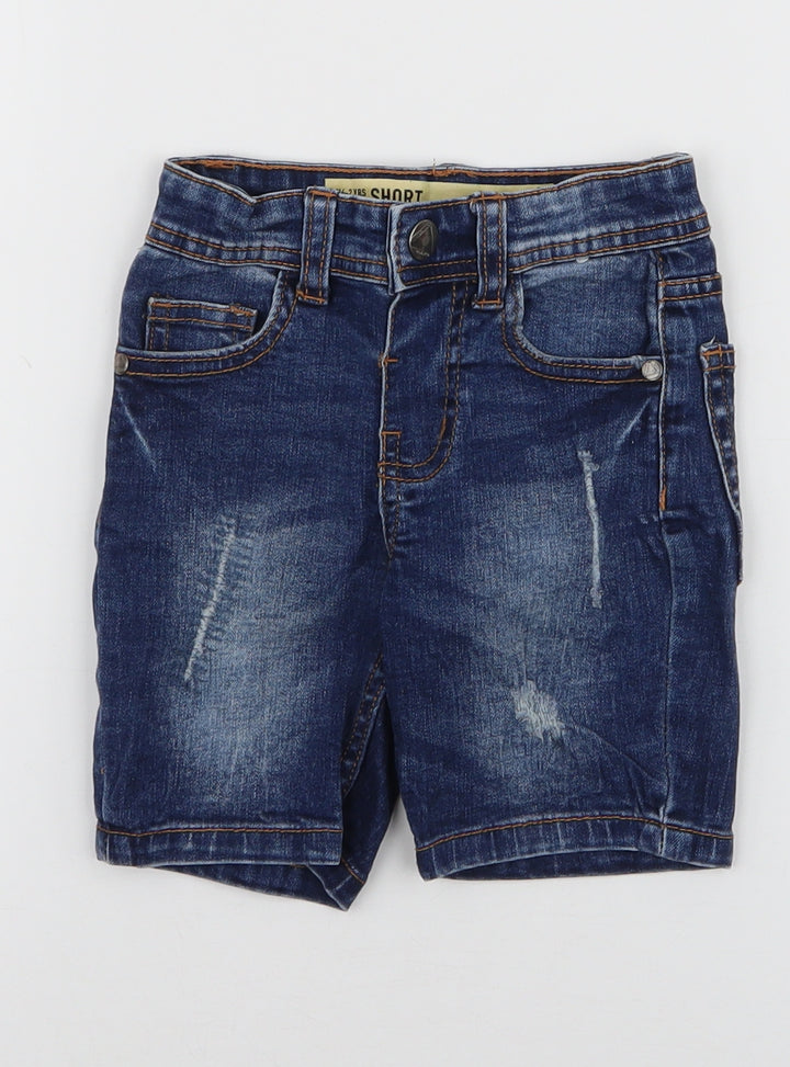Denim & Co. Boys Blue  Cotton Cargo Trousers Size 18 Months  Button - Shorts