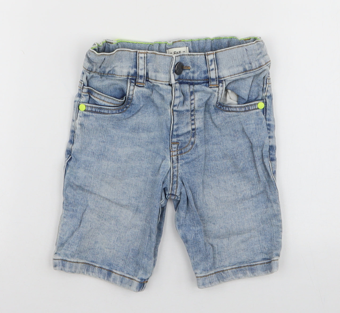 F&F Boys Blue  Cotton Cargo Shorts Size 2-3 Years  Regular Snap