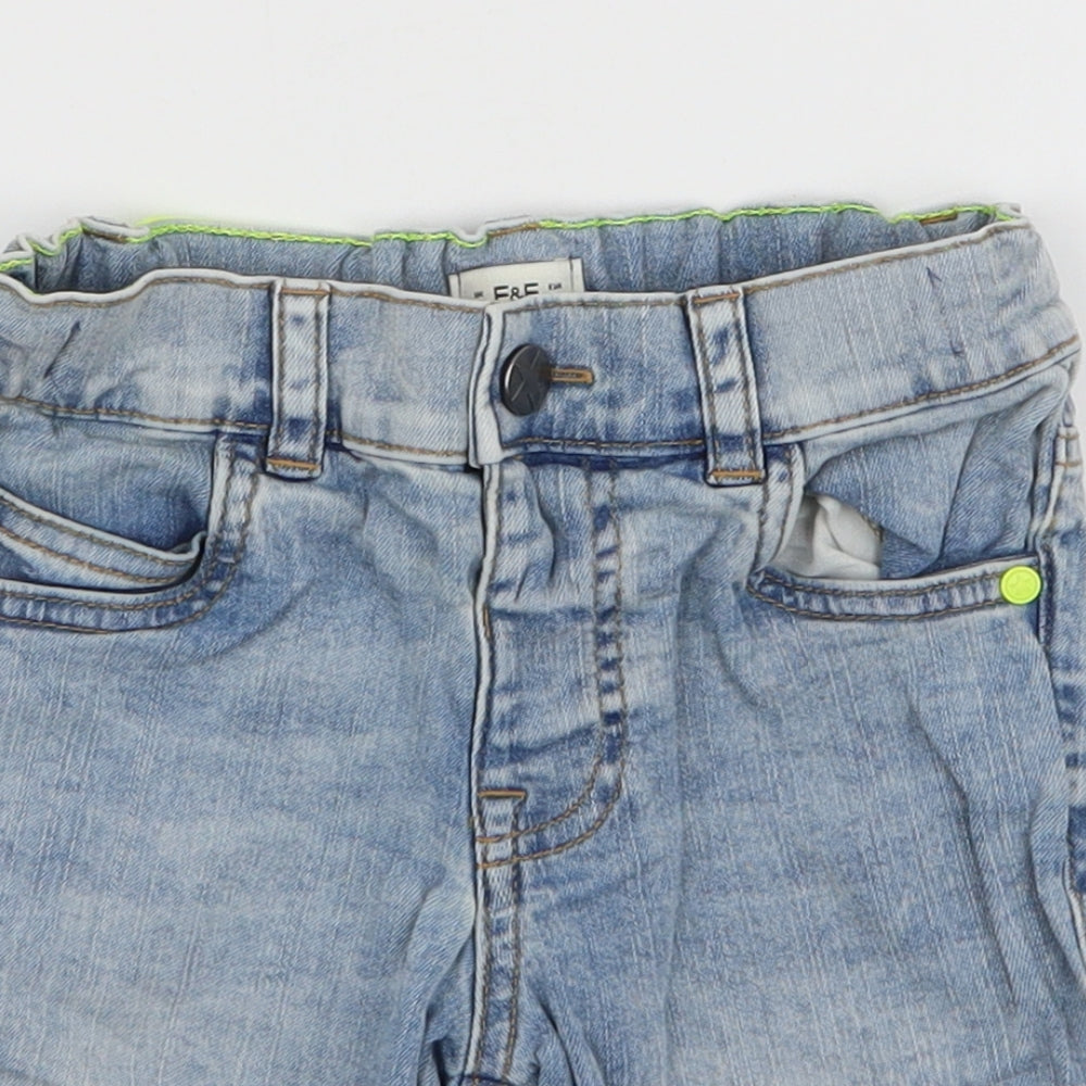F&F Boys Blue  Cotton Cargo Shorts Size 2-3 Years  Regular Snap