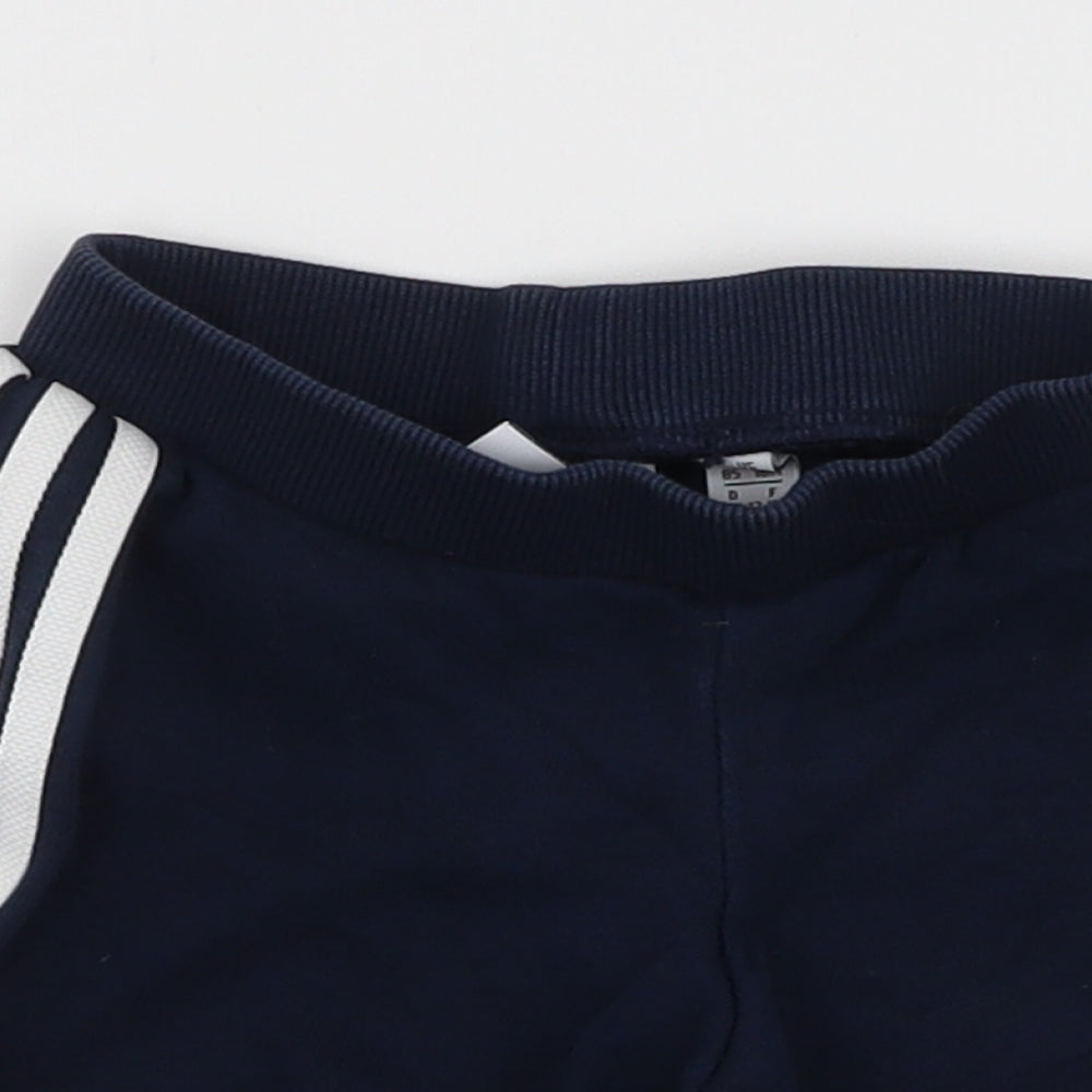 Addias Boys Blue Striped Cotton Jogger Leggings Size 12-18 Months  Drawstring - Shorts