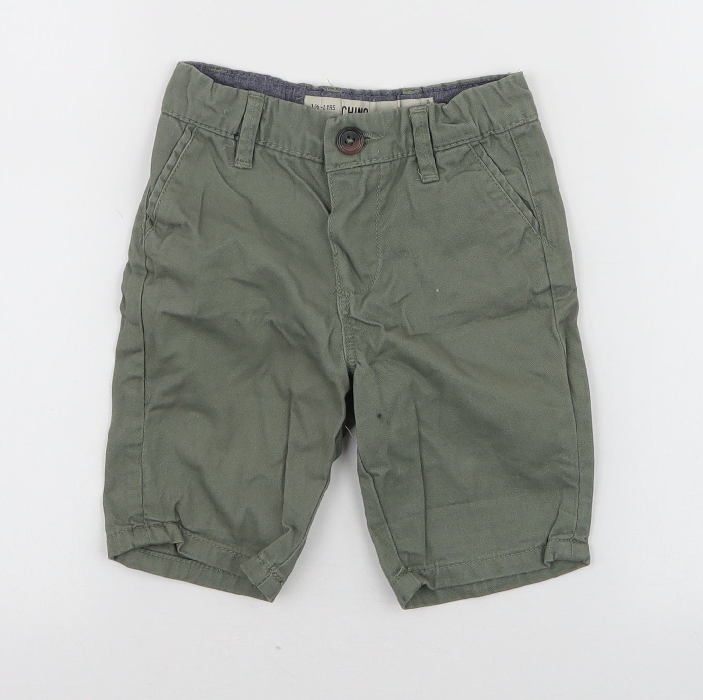 Denim & Co. Boys Green  100% Cotton Cargo Trousers Size 18-24 Months  Button - Chino
