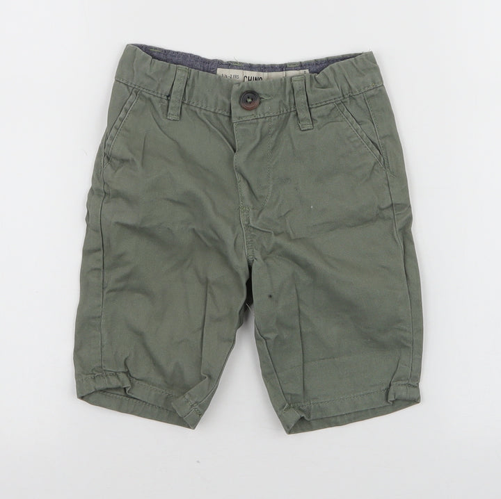 Denim & Co. Boys Green  100% Cotton Cargo Trousers Size 18-24 Months  Button - Chino