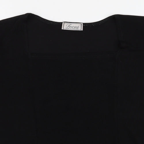 Focus Womens Black  Polyester Jersey Blouse Size L Square Neck