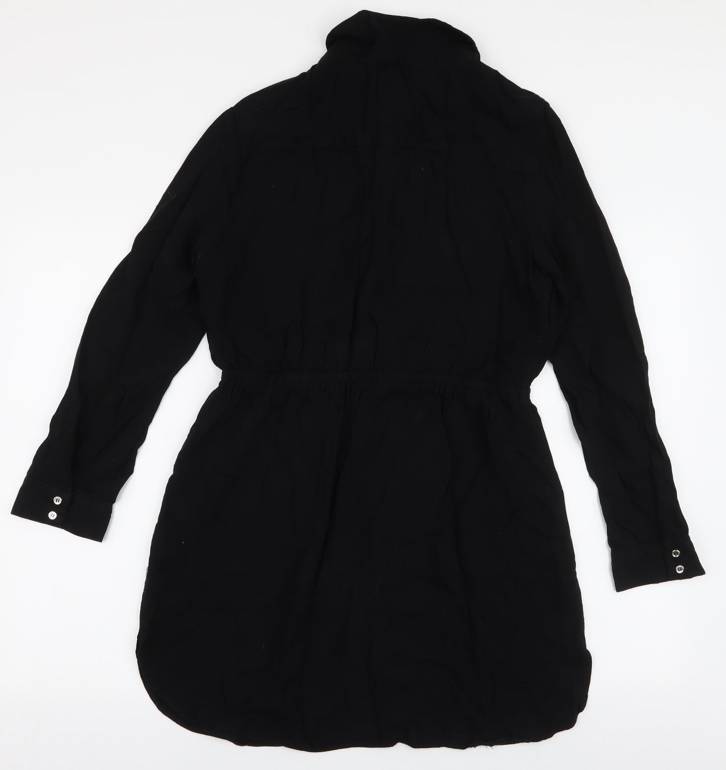 F&F Womens Black  Viscose Shirt Dress  Size 14  Collared Button