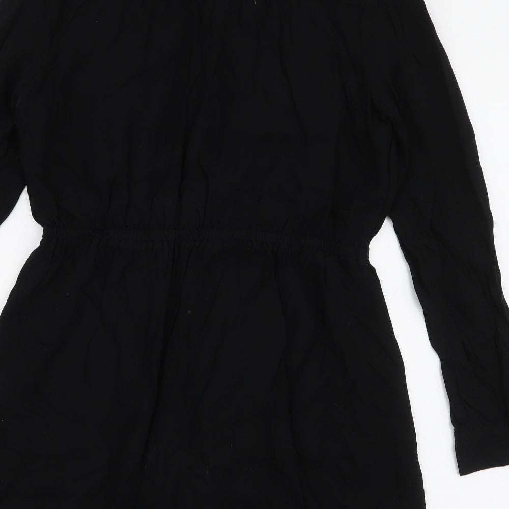 F&F Womens Black  Viscose Shirt Dress  Size 14  Collared Button