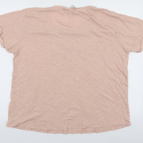 ICHI Womens Pink  100% Cotton Jersey T-Shirt Size 2XL Round Neck - Voila