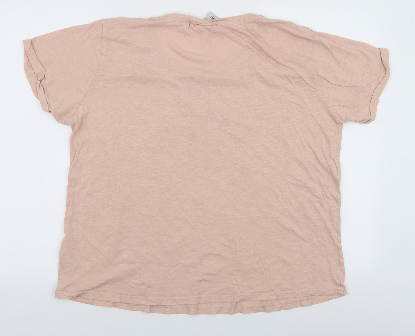 ICHI Womens Pink  100% Cotton Jersey T-Shirt Size 2XL Round Neck - Voila