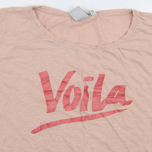 ICHI Womens Pink  100% Cotton Jersey T-Shirt Size 2XL Round Neck - Voila