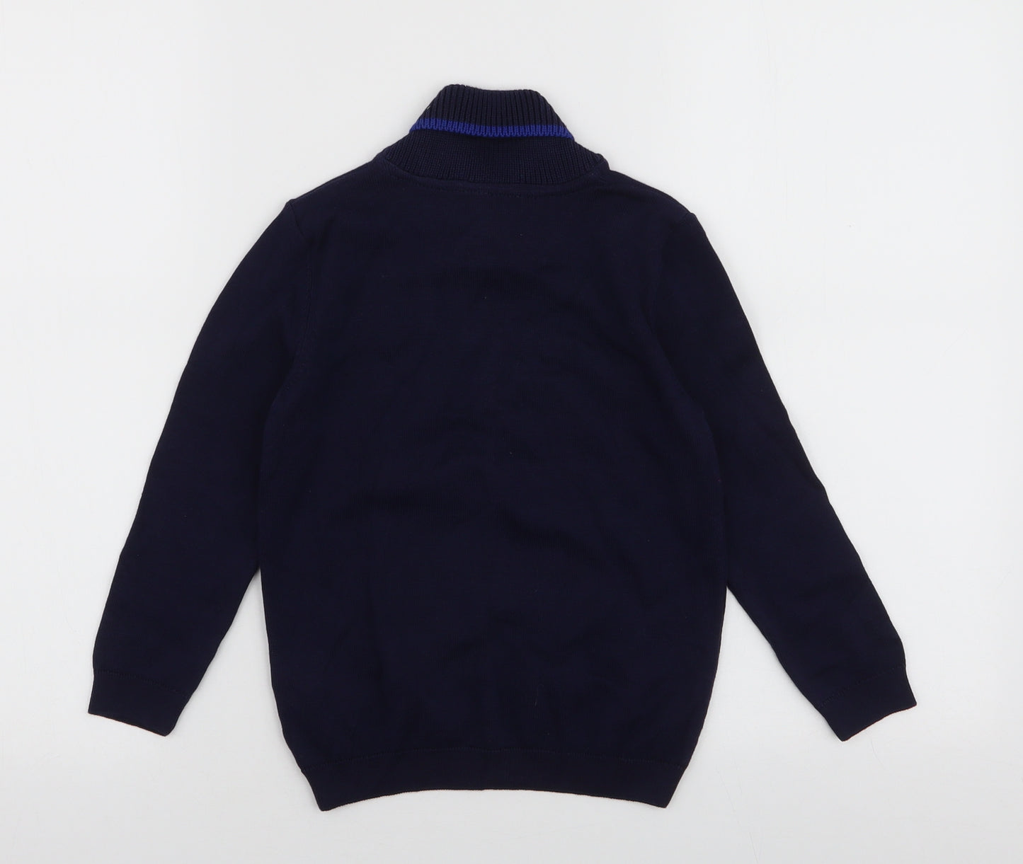 Marks and Spencer Boys Blue Collared  100% Cotton Pullover Jumper Size 5-6 Years  Pullover