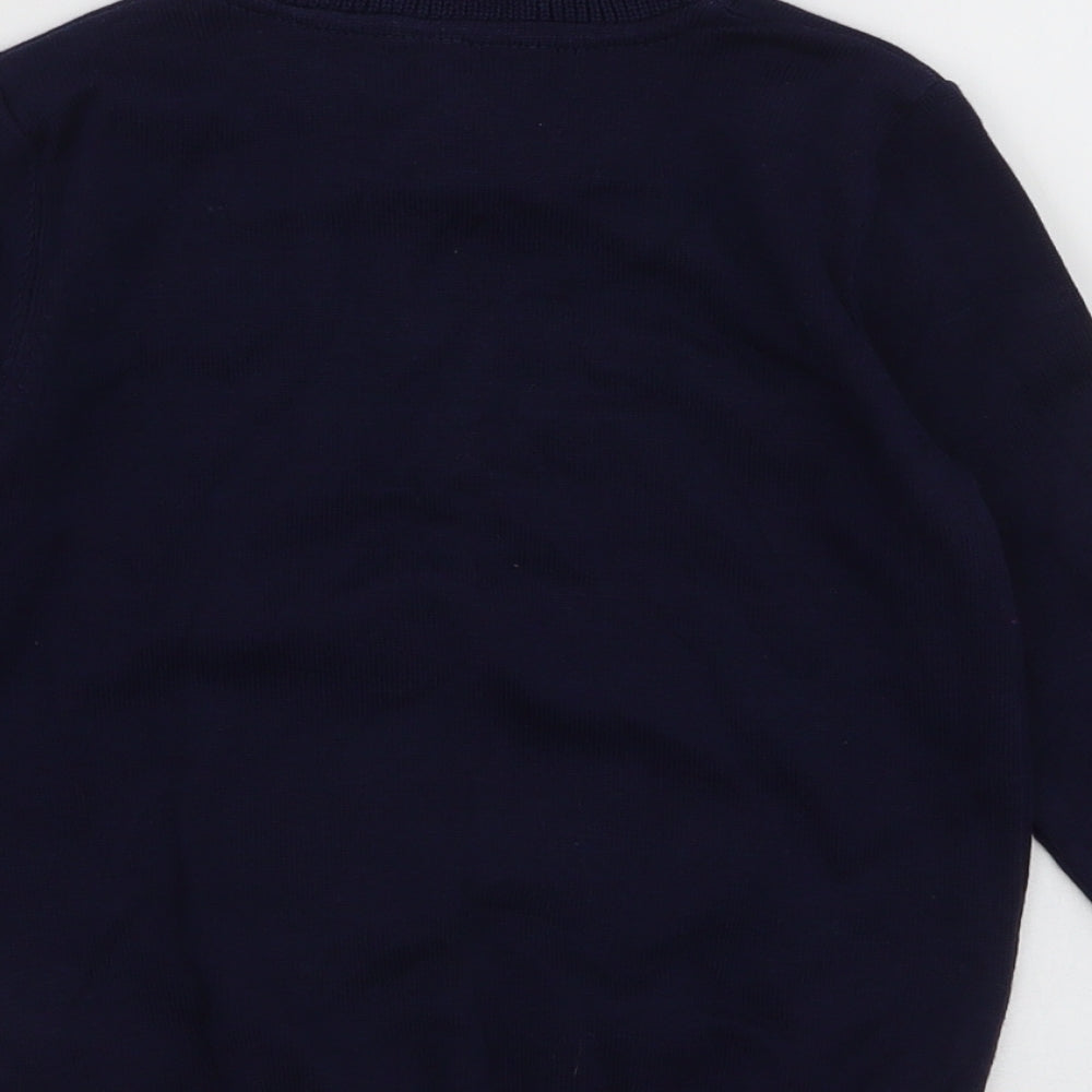 Marks and Spencer Boys Blue Collared  100% Cotton Pullover Jumper Size 5-6 Years  Pullover