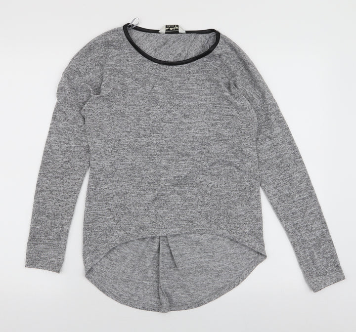 Miss Selfridge Womens Grey Polyester Jersey T-Shirt Size 6 Round Neck
