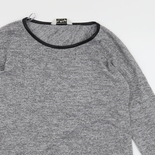 Miss Selfridge Womens Grey  Polyester Jersey T-Shirt Size 6 Round Neck