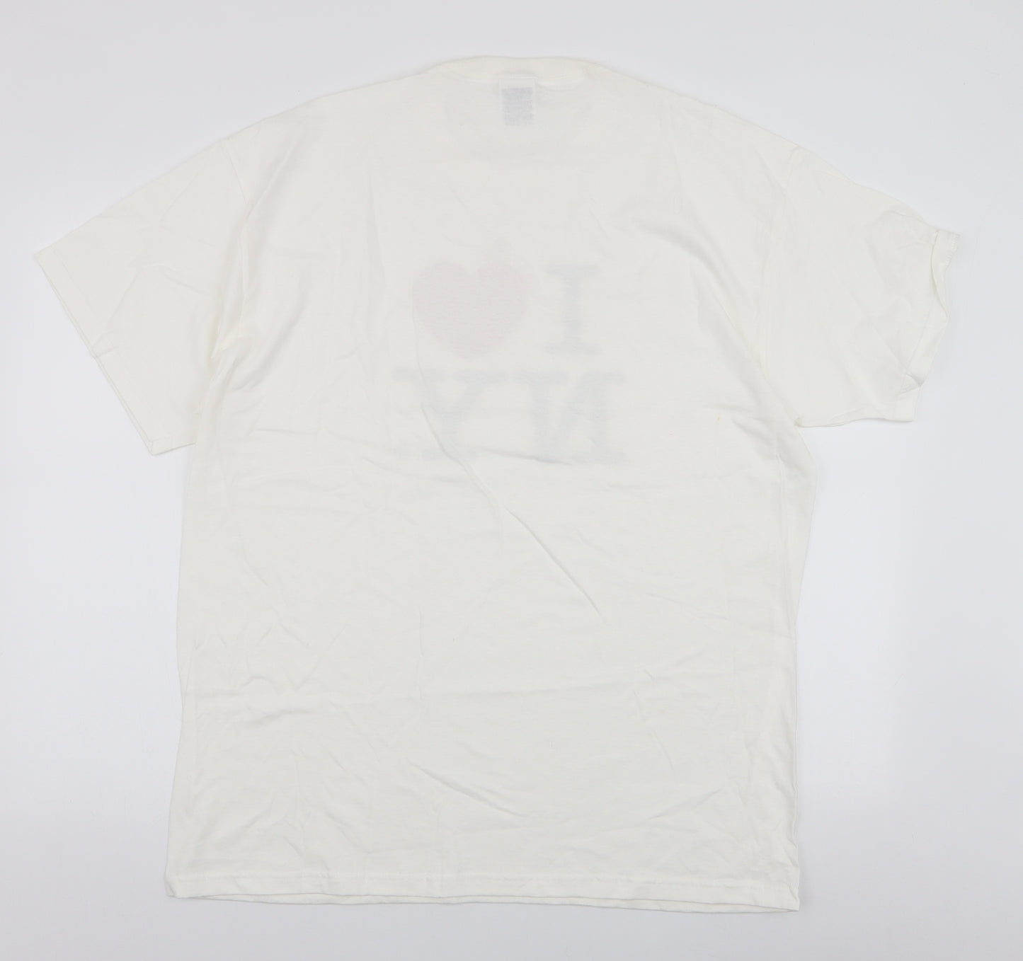 Fruit of the Loom Mens White  Cotton  T-Shirt Size XL Round Neck  - New York