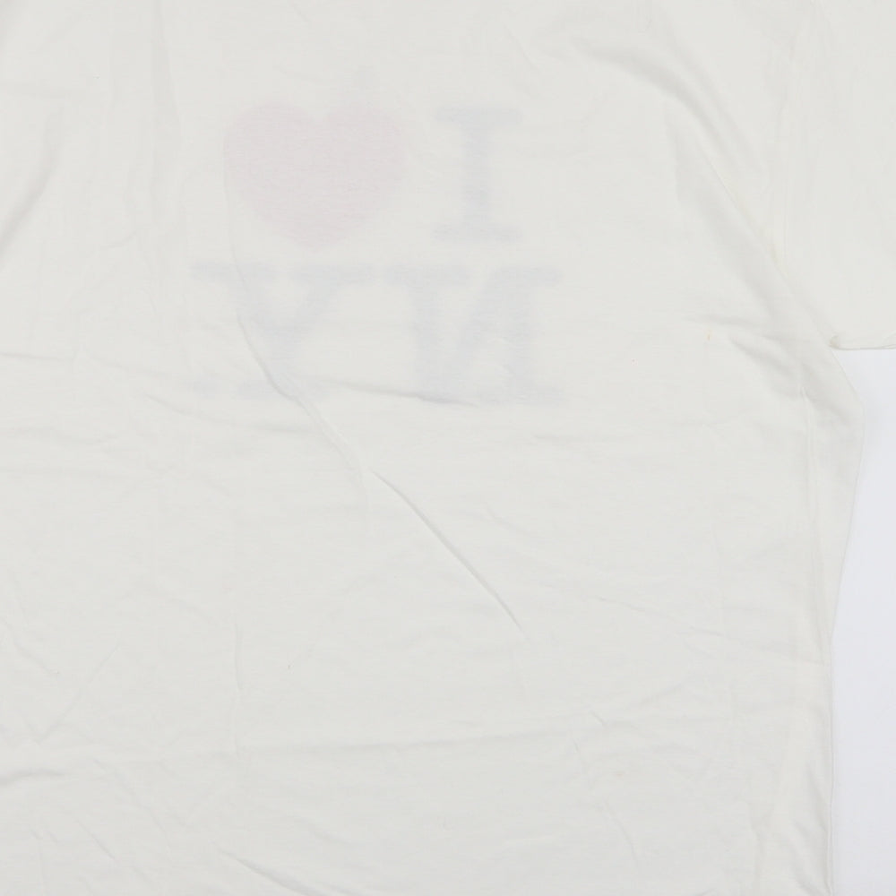 Fruit of the Loom Mens White  Cotton  T-Shirt Size XL Round Neck  - New York