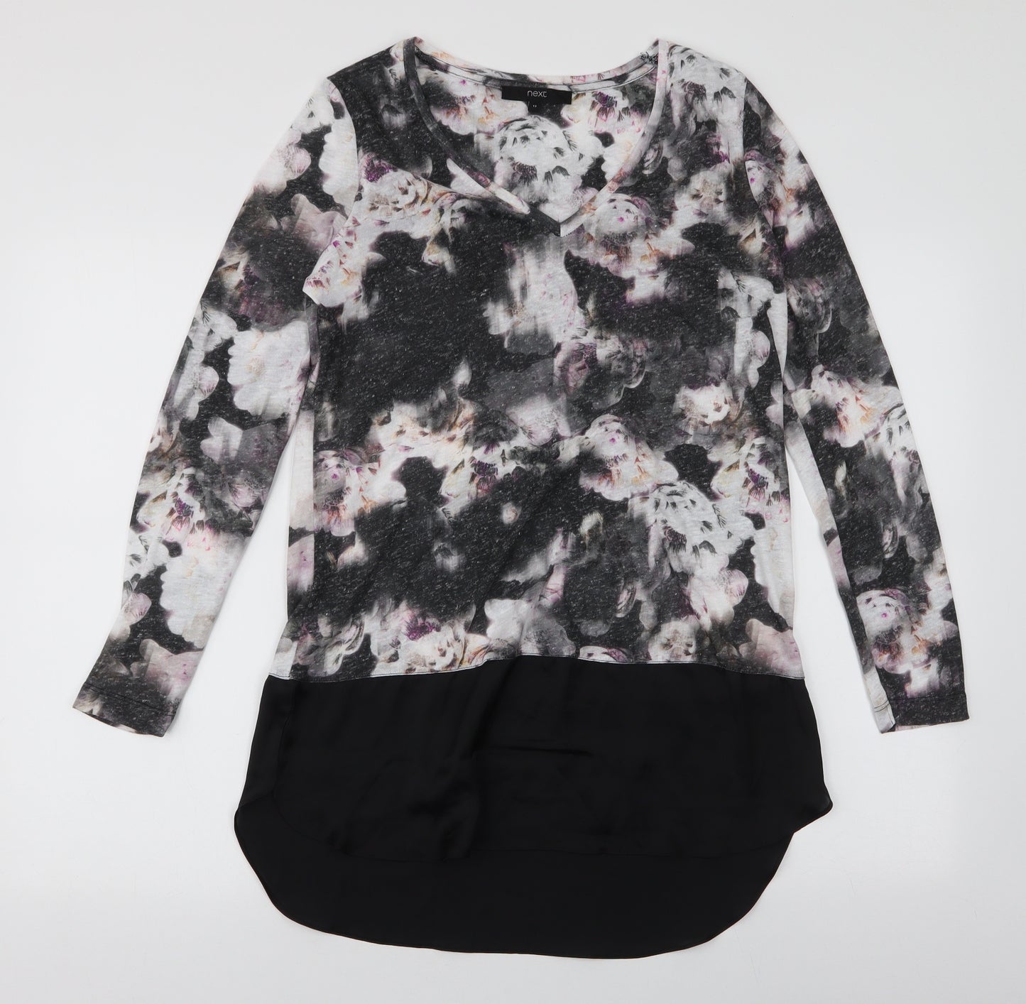 NEXT Womens Multicoloured Floral Polyester Jersey Blouse Size 12 V-Neck