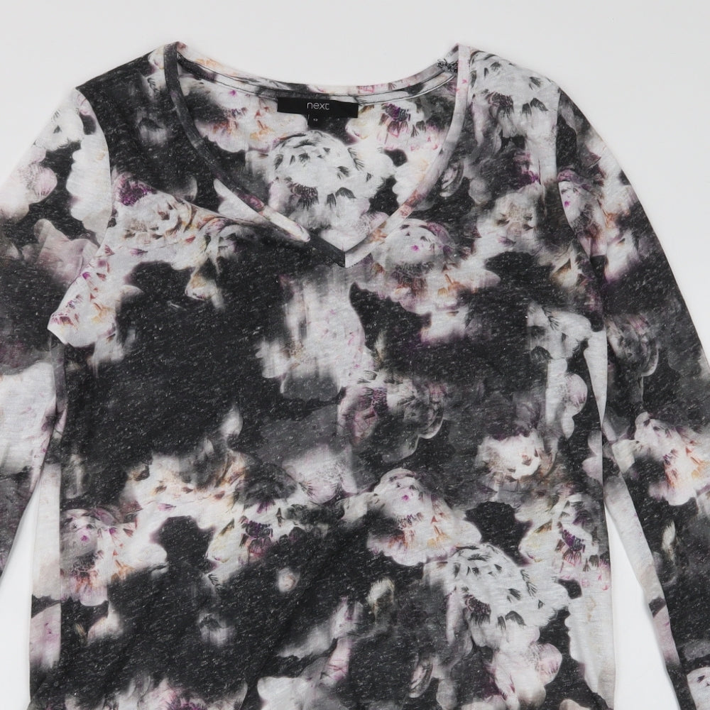 NEXT Womens Multicoloured Floral Polyester Jersey Blouse Size 12 V-Neck