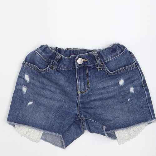 Preworn Girls Blue  Cotton Bermuda Shorts Size 6 Years  Regular Buckle