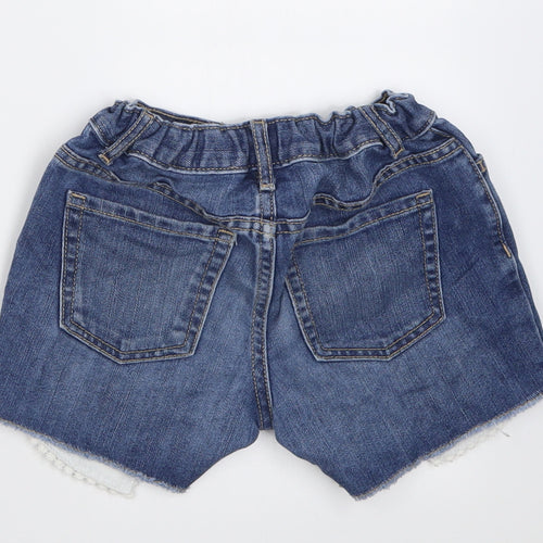 Preworn Girls Blue  Cotton Bermuda Shorts Size 6 Years  Regular Buckle