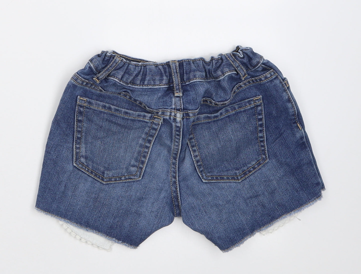 Preworn Girls Blue  Cotton Bermuda Shorts Size 6 Years  Regular Buckle