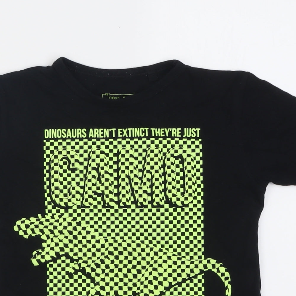 NEXT Boys Black  Cotton Basic T-Shirt Size 6 Years Crew Neck Pullover