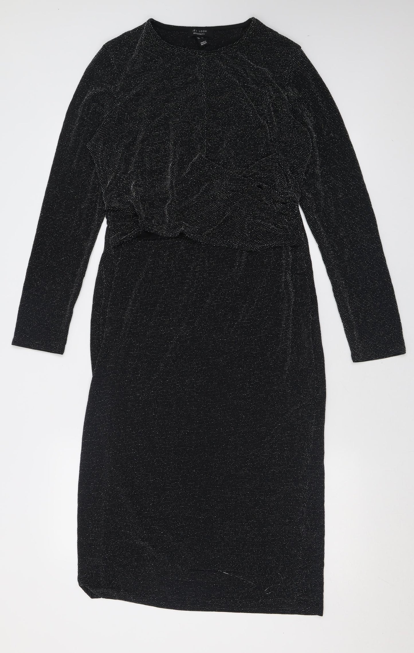 New Look Womens Black  Polyester Bodycon  Size 14  Crew Neck Pullover