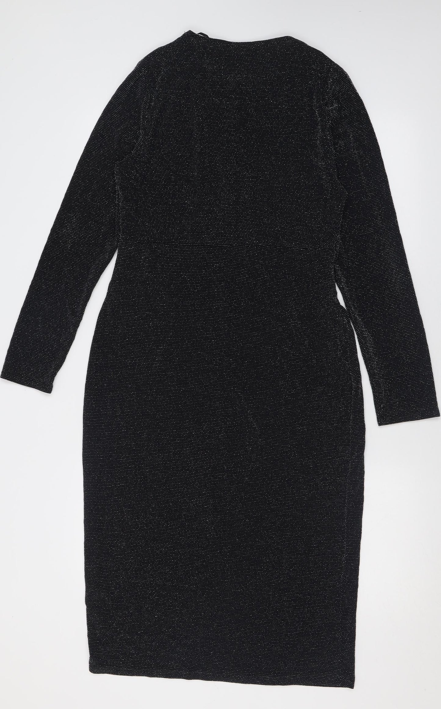 New Look Womens Black  Polyester Bodycon  Size 14  Crew Neck Pullover