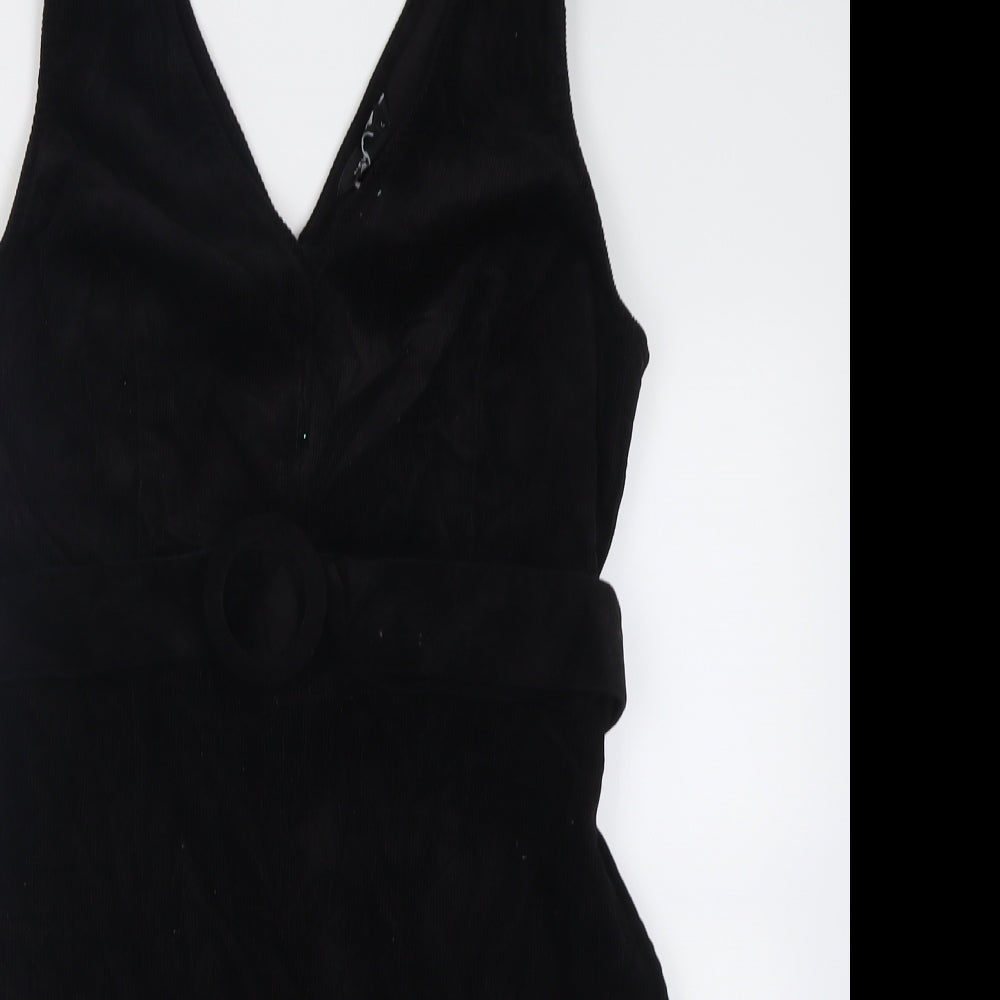 New Look Womens Black  Cotton A-Line  Size 14  V-Neck Zip