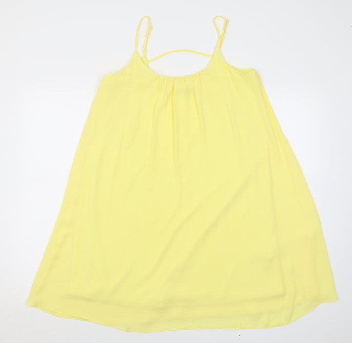 F&F Womens Yellow Polyester A-Line Size 12 Scoop Neck Pullover