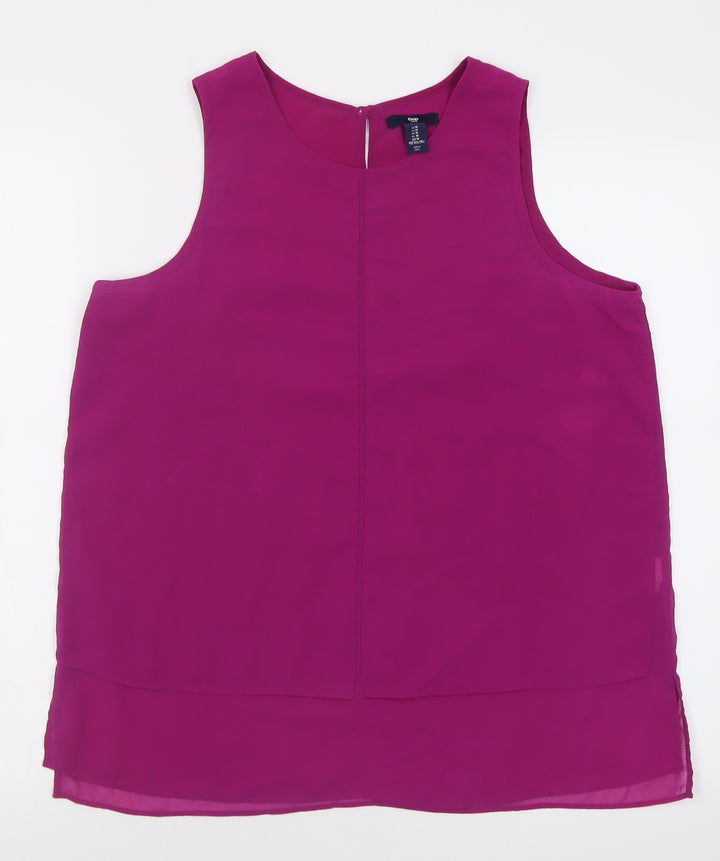 Gap Womens Purple Polyester Basic Tank Size M Scoop Neck