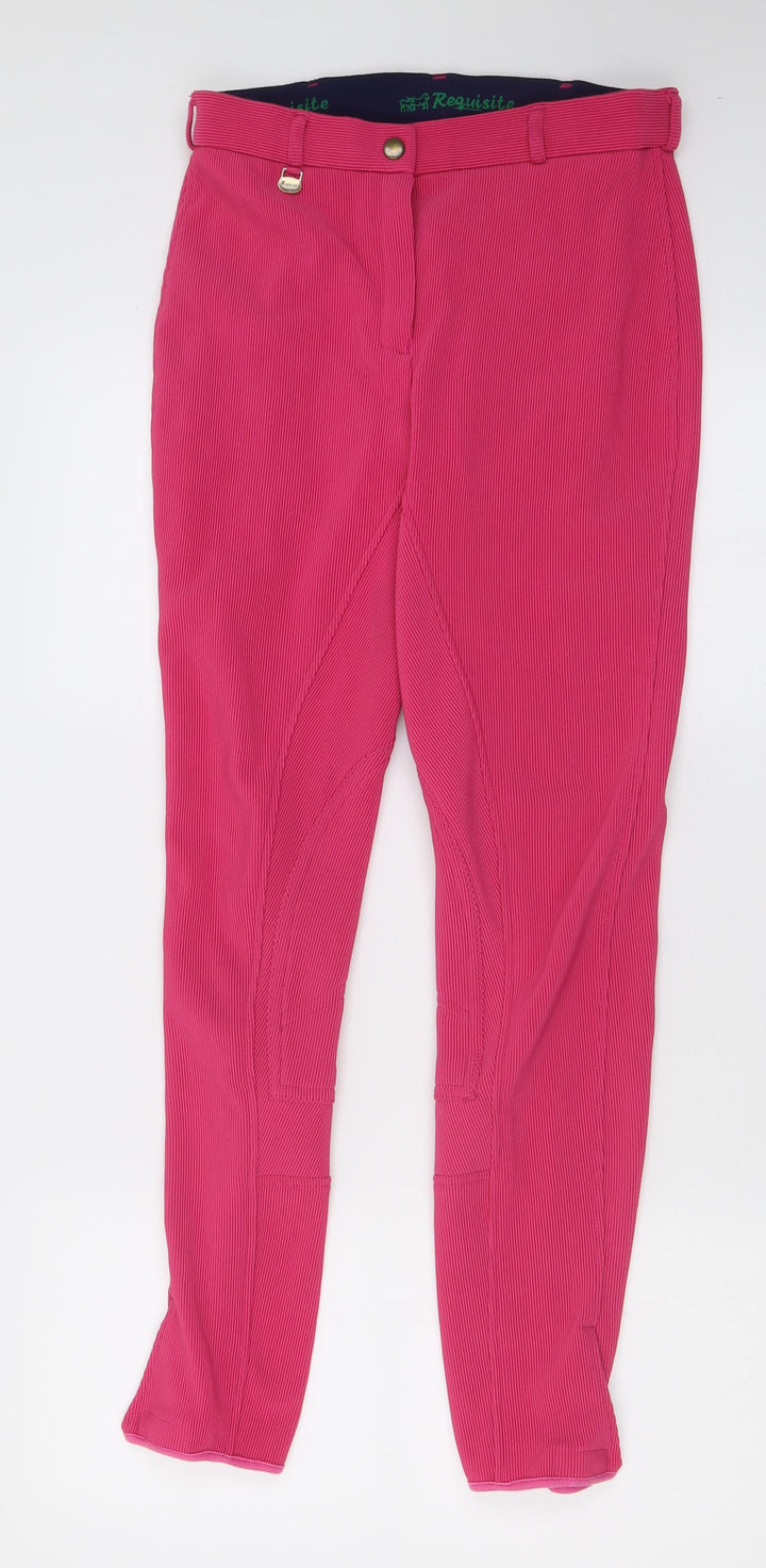Requisite Womens Pink  Polyester Capri Trousers Size 8 L30 in Regular Button