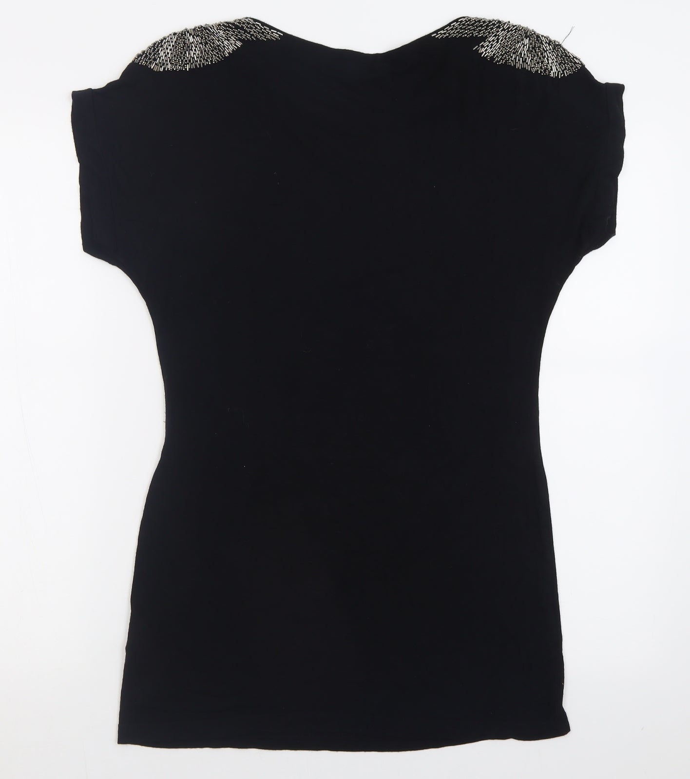 Dunnes Stores Womens Black  Viscose Basic T-Shirt Size 12 Boat Neck