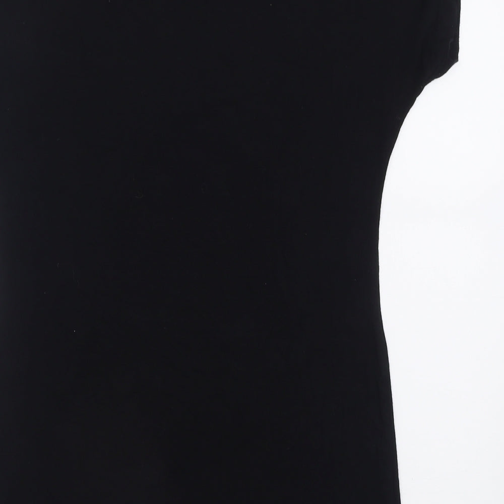 Dunnes Stores Womens Black  Viscose Basic T-Shirt Size 12 Boat Neck