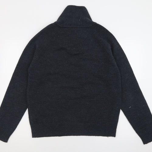 Threadbare Mens Grey V-Neck  Acrylic Pullover Jumper Size L