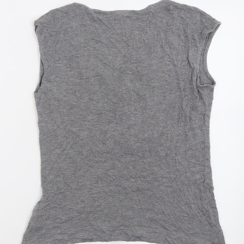 H&M Womens Grey  Viscose Basic T-Shirt Size M V-Neck