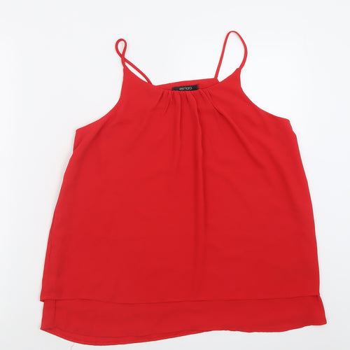 ESMARA Womens Red  Polyester Basic Tank Size 14 Scoop Neck