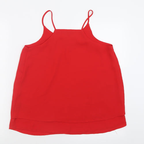 ESMARA Womens Red  Polyester Basic Tank Size 14 Scoop Neck